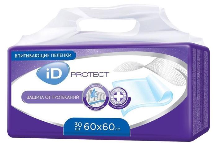 Пеленка одноразовая впитывающая iD Protect 60х60 №30
