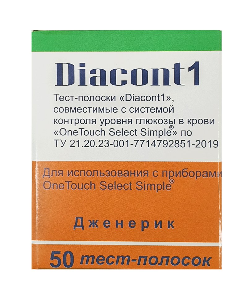 Тест-полоска к глюкометру Диаконт-1 №50 (совместимы с глюкометром OneTouch Select Simple)