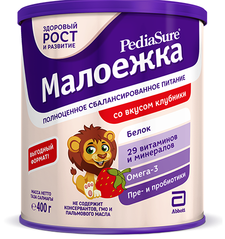 ПедиаШур Малоежка Клубника сухая смесь 400г (1-10лет)