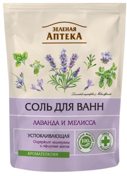 Зеленая Аптека Соль для ванн Лаванда и мелисса 500г (дой-пак)