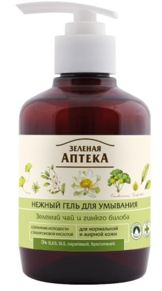 Зеленая Аптека Нежный гель для умывания Зеленый чай и гинкго билоба 270мл